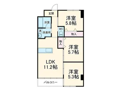 アルコリバーサイド(3LDK/2階)の間取り写真