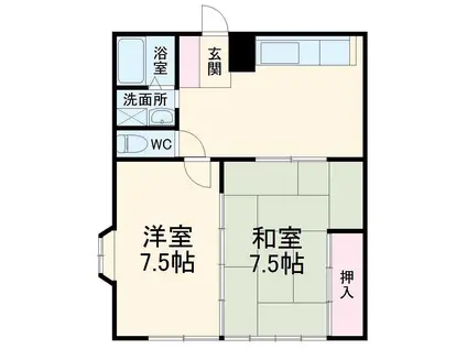 コーポ佐野Ⅱ(2DK/1階)の間取り写真