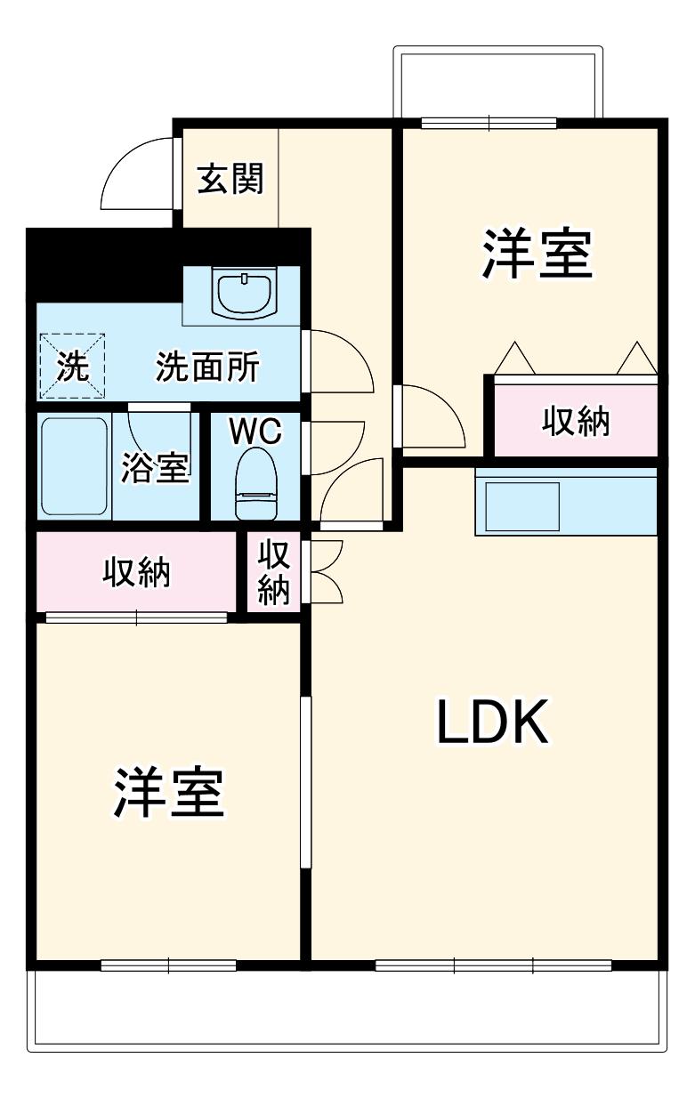 クレスト喜山(2LDK/4階)の間取り写真