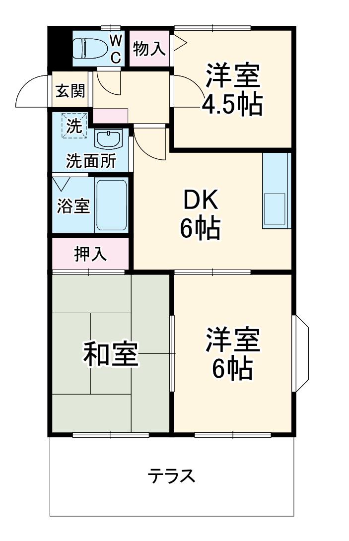 烏丸御池エスメラルダ(3DK/2階)の間取り写真