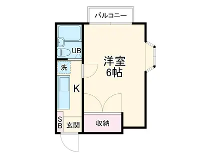 ヒルズ伊勢原(1K/1階)の間取り写真