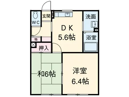 しおさいの丘A(2DK/2階)の間取り写真