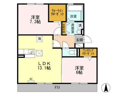 リバーハイツさらさ(2LDK/3階)の間取り写真