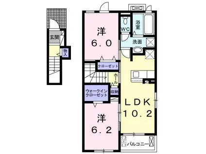 ボ・セジュールB(2LDK/2階)の間取り写真