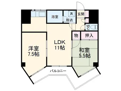 座間ライフマンション(2LDK/1階)の間取り写真
