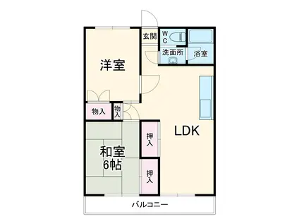 ハイツ沢田屋(2LDK/3階)の間取り写真