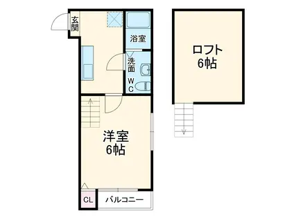ウィングコート(1K/2階)の間取り写真