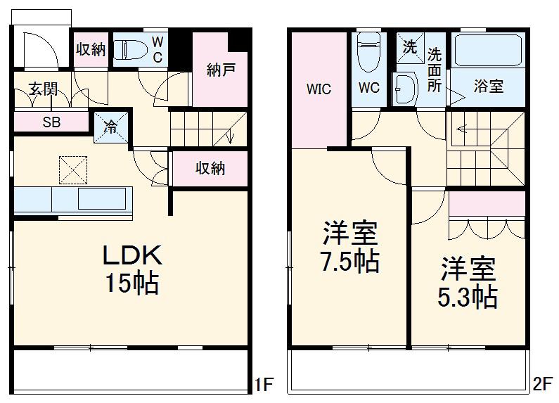 フォレストメゾン徳重 E棟(2LDK/1階)の間取り写真