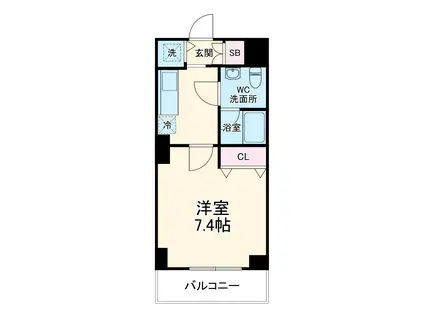 南海サザンコート行徳(1K/1階)の間取り写真