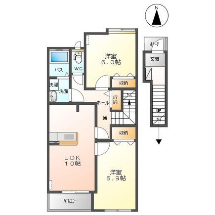 アマービレ(2LDK/2階)の間取り写真