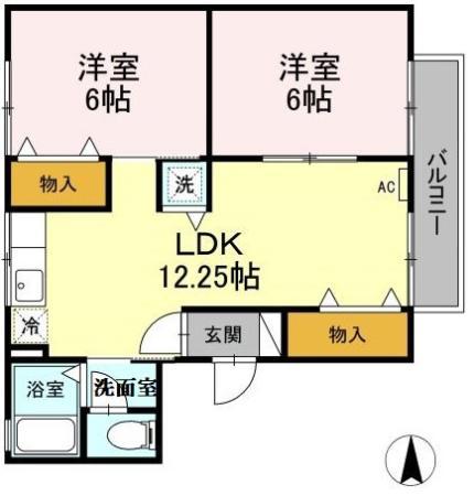 エステート赤石(2LDK/1階)の間取り写真