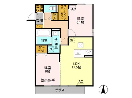 Y.シャトル(2LDK/1階)の間取り写真