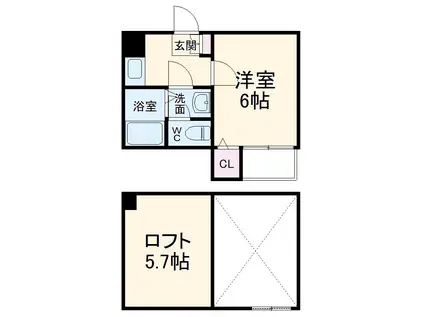 エテルノ(1K/1階)の間取り写真