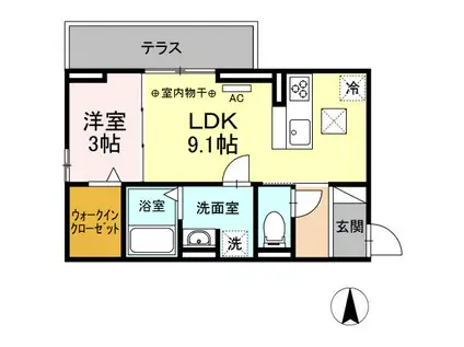 セレノム(1LDK/1階)の間取り写真