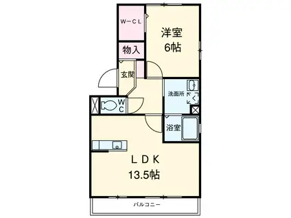 クレセント(1LDK/2階)の間取り写真