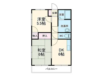 ロイヤルブラフ26(2DK/2階)の間取り写真