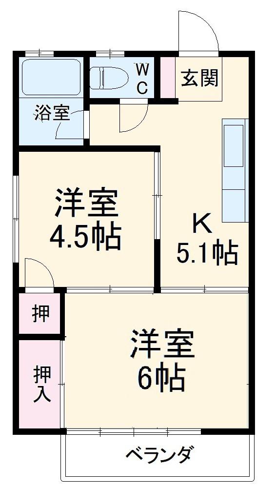 コーポこひつじ(2K/1階)の間取り写真