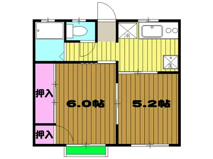 シティーハイム(2K/2階)の間取り写真