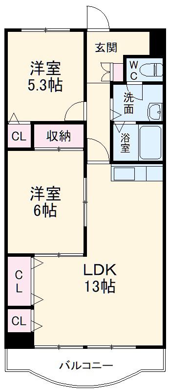 カメリア(2LDK/3階)の間取り写真