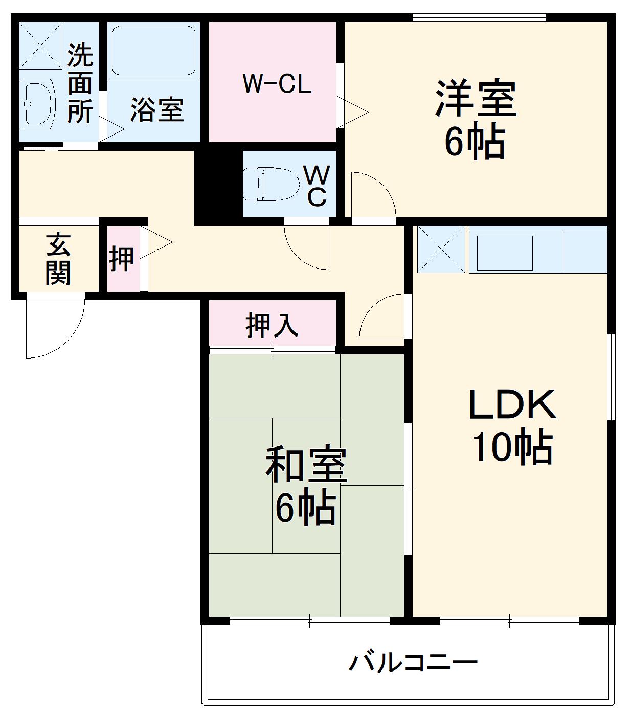 ウエストコート(2LDK/2階)の間取り写真