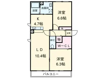 KEN 10 SQUARE Ⅴ(2LDK/2階)の間取り写真