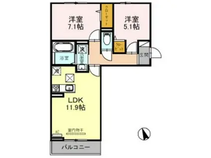 オーチャードヒル 参番館 四番館 A棟(2LDK/3階)の間取り写真