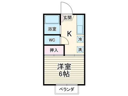 エクシブ湘南Ⅱ(1K/2階)の間取り写真