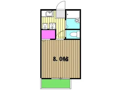 ソレジオ武蔵境(1K/2階)の間取り写真