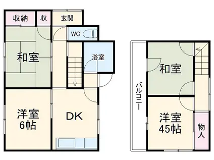 名鉄各務原線 切通駅 徒歩2分 2階建 築40年(4DK)の間取り写真