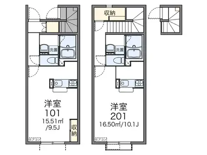 レオネクストアモローザ(1K/1階)の間取り写真
