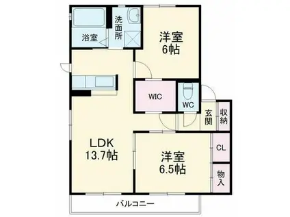 シャーメゾン東田中郷(2LDK/2階)の間取り写真