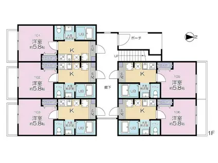 グランシャリオ日進(1K/2階)の間取り写真