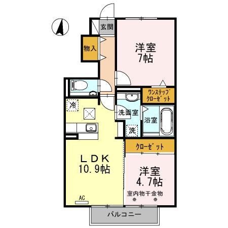 サングランジュ(2LDK/1階)の間取り写真