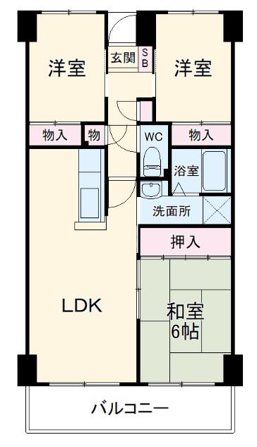 オーバーヒルズ壱番館(3LDK/3階)の間取り写真