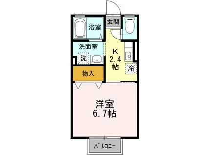 ヴィブレ・S(ワンルーム/1階)の間取り写真