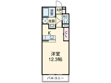 グランストーク初生(1K/3階)の間取り写真