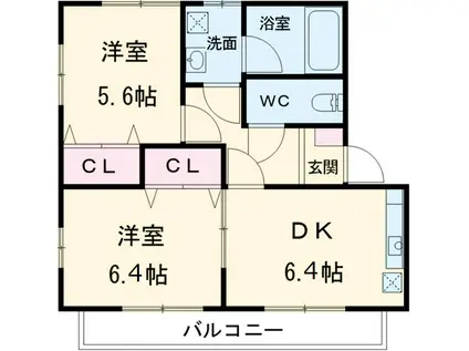 サンライフひまわり(2DK/1階)の間取り写真