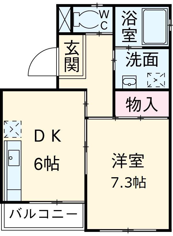 マンションアサイ(1DK/1階)の間取り写真