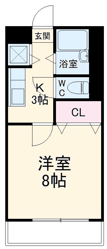 KUレジデンスⅢ(1K/2階)の間取り写真