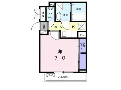 プリエールⅡ(1K/2階)の間取り写真