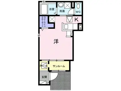 ノーブル4(ワンルーム/1階)の間取り写真