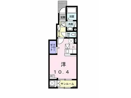 ポポラスⅠ(ワンルーム/1階)の間取り写真