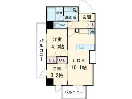 アーバネックス南品川2(2LDK/2階)の間取り写真