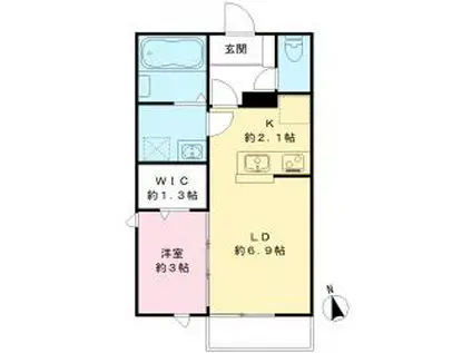 エトワールⅠ(1SK/2階)の間取り写真