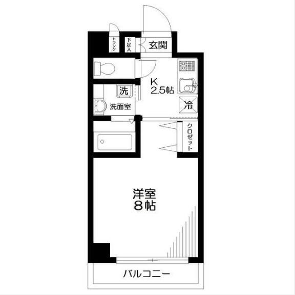ヴェルデ王子Ⅱ(1K/3階)の間取り写真