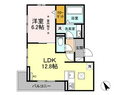ノーブル元八事(1LDK/2階)の間取り写真