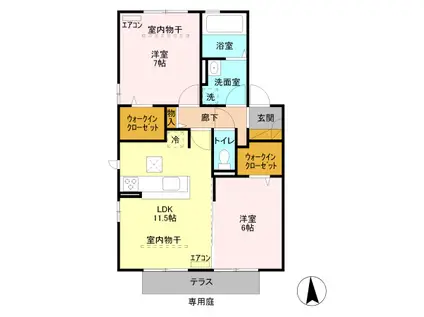 FLOR Ⅱ(2LDK/1階)の間取り写真