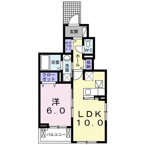 ブローテ Ⅱ(1LDK/1階)の間取り写真