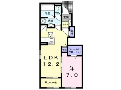 グランデ・ヒルⅧ(1LDK/1階)の間取り写真