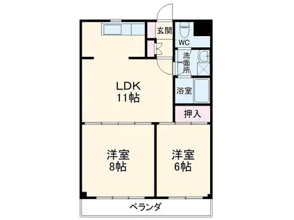 洋光台ハイツ(2LDK/2階)の間取り写真